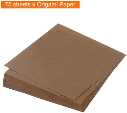 MECCANIXITY 75 Sheet Origami Paper Double Sided 4x4" Coffee Color - Image 3
