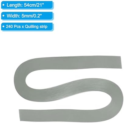 PATIKIL 240pcs Quilling Strips Paper 3/16"(5mm) 21"(54cm) Origami Paper Quilling Strip for Art DIY Hand Craft Christmas, Light Grey - Image 2