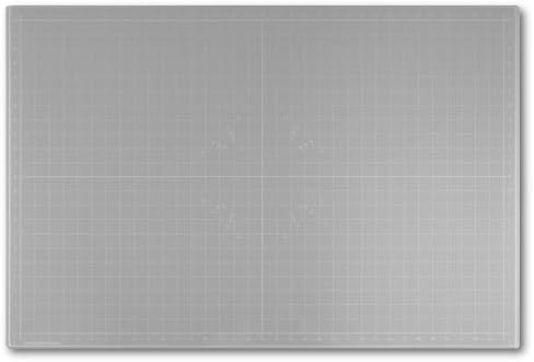 GLASSBOARD STUDIO Glass Craft Mat - Magnetic, Heat & Scratch Resistant - For Crafting, Cutting, Painting, Mixed Media Artwork - Grid Lines, Non-Slip Rubber Feet (Gray 24"L x 36"W) by GlassboardStudio