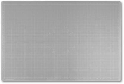 GLASSBOARD STUDIO Glass Craft Mat - Magnetic, Heat & Scratch Resistant - For Crafting, Cutting, Painting, Mixed Media Artwork - Grid Lines, Non-Slip Rubber Feet (Gray 24"L x 36"W) by GlassboardStudio