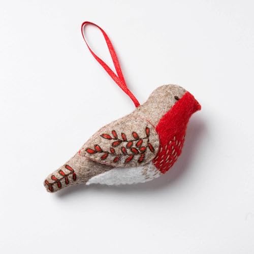 Wizardi Beginner Felt Craft Mini Kit for Adults - Embroidered Robin. Bird Felting Kit 7x9cm. Felting Tools. Wool Felting Supplies. Wool Felt. MKRBN1F Corinne Lapierre - Image 4