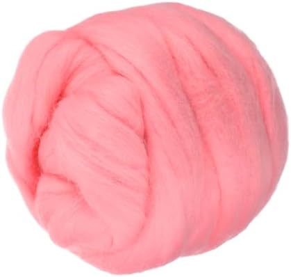 PATIKIL Wool Roving Yarn, 150G/5.3OZ Soft Felting Wool Pure Chunky Roving Yarn Bulk for Needle Felting Knitting Blanket Spinning Weaving DIY Craft, Dark Pink by PATIKIL