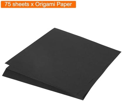 MECCANIXITY 75 Sheet Origami Paper Double Sided 8x8" Black - Image 3