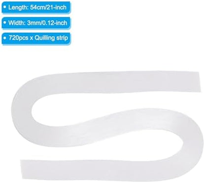 PATIKIL 720pcs Quilling Strips Paper 1/8"(3mm) 21"(54cm) Origami Paper Quilling Strip for Art DIY Hand Craft Christmas, White - Image 2