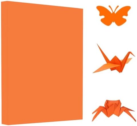 A4 Origami Paper Orange 100 Sheets, 8.27×11.7 inch Double Sided Color Easy Fold Big Origami Paper A4 Colored Copy Papers Thin 70gsm for Beginners, DIY handwork Art and Craft Projects (210 x 297 mm) by Pyrisuu