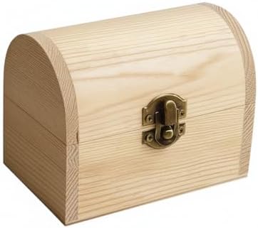 Unfinished Wooden Treasure Chest Box with Bronze Clasp, Pine Craft Storage Box for DIY Decoration, Small Decorative Container for Jewelry, Crafts, Keepsakes Gift Box, 4.7x3.1x3.5 Inch by AmiTodfo