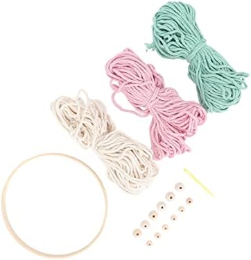 Qianjyvous Macrame Kit Bohemian Style DIY Weaving Set, Adult Craft Kit for Women, Cotton Thread & Bamboo Ring Macrame Supplies with Wooden Beads, Relaxing Handicraft Activity for - Image 2