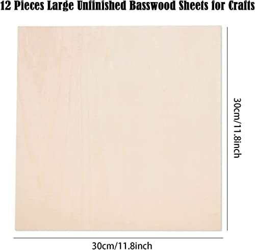 12 Pack 12 x 12 x 1/16 Inch-2 mm Thick Basswood Sheets for Crafts Unfinished Plywood Sheet Square Craft Wood Sheet Boards for DIY Projects, Architecture Models, Engraving, Wood Burning, Staining - Image 2