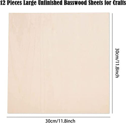 12 Pack 12 x 12 x 1/16 Inch-2 mm Thick Basswood Sheets for Crafts Unfinished Plywood Sheet Square Craft Wood Sheet Boards for DIY Projects, Architecture Models, Engraving, Wood Burning, Staining - Image 2