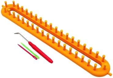 Rectangle Knitting Looms，Plastic Weaving Looms Set，Weaving Loom，Scarf Hats Making Tools，DIY Crocheting Handmade Craft Kit with a Crochet Hook and Needle for Knitting Lovers，36 cm (Yellow) by Unknown