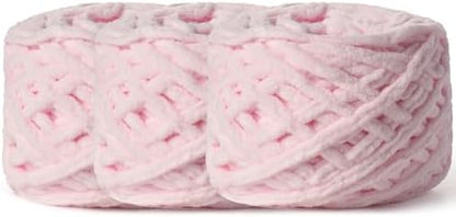 3 Pack Plush Chenille Chunky Yarn 100g (49.2yd) - Fluffy Velvet Yarn Crochet for Blanket Knitting and Crocheting - Baby Yarns for Crocheting Soft - Amigurumi Yarns (Pink) by OMoiut