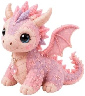 TREBIN Patchwork DIY Sewing Kit for Adults Beginners, Animal Craft Kits, Handmade Beaded Fabric Cover, Sewing Craft Kit for Home Decor Keychain Tissue Box Cover (Cute Pink Flower Dragon) by TREBIN
