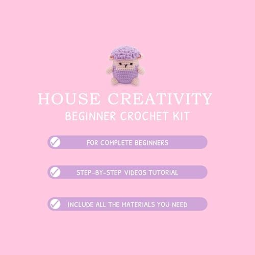 HOUSE CREATIVITY Crochet Kit for Beginners, Make a Fluffy Sheep, Amigurumi Crochet Kit with Video Tutorial, Complete Set with Yarn, Hook & Stuffing, Cozy Stress Relief Gift for Adults & Kids - Image 4