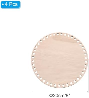 PATIKIL 8" Diameter Crochet Basket Bottom, 4Pcs Round Blank Crochet Knitting Wooden Base for DIY Crafts Weaving Basket Making Supplies Home Decoration, Brown - Image 2