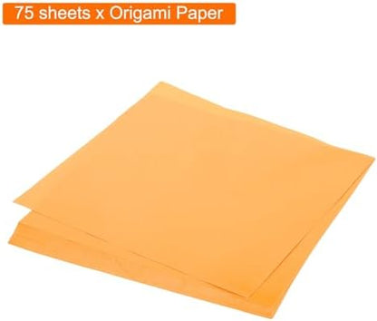MECCANIXITY 75 Sheet Origami Paper Double Sided 10x10" Fluorescent Orange - Image 3