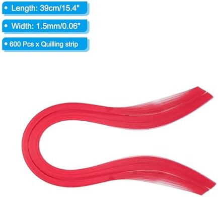 PATIKIL Quilling Strips Paper 600pcs 1.5mm 39cm Origami Paper Quilling Kits for Art DIY Hand Craft Christmas, Rose Red - Image 2
