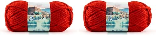 Lion Brand Yarn Hometown Yarn, Bulky Yarn for Knitting and Crocheting, Cincinnati Red, 192 Foot (Pack of 2) by LionBrandYarn