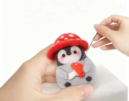 6-Piece Needle Felting Kitl, Penguin-Themed Wool Felting Starter Set (Beginner-Friendly) with Instructions, Foam Mat & Felting Supplies,DIY Craft Animal Home Decor Tutorial (Cute Penguins) - Image 4
