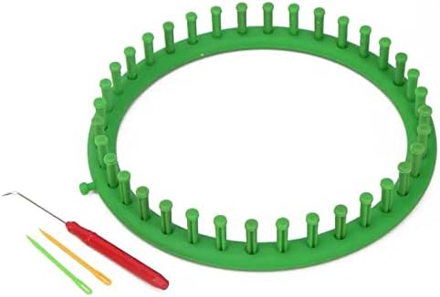 Katech Round Knitting Looms Set 24 cm Diameter Green Plastic Weaving Looms Scarf Hats Making Tools DIY Crocheting Handmade Craft Kit with a Crochet Hook and Needle for Knitting Lovers (Green) by Katech