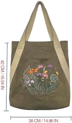 VWV-Whizzing Embroidery Canvas Tote Bag DIY Kit for Beginners, Complete with Pattern, Hoops, Color Threads, Tools & Detailed Instructions for Adults (15X16.5(in) Grey) - Image 4