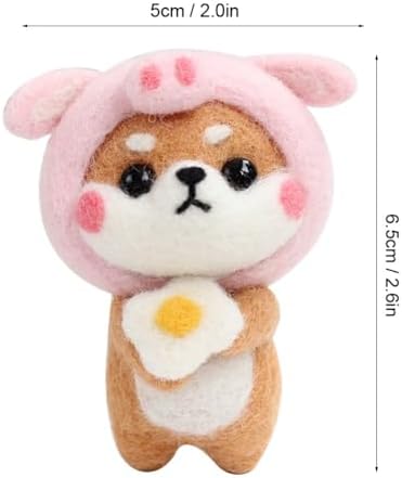MOPFOL Needle Felting Kit 4 Styles - DIY Wool Craft with Foam Pad, Felting Needles & Accessories for Animal Doll Making(Pig Shiba Inu) - Image 7