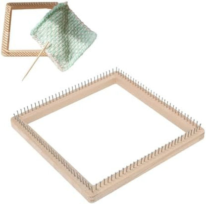 HERCHR Wooden Knitting Loom, Square Pin Loom Wooden Weaving Blanket Maker Wooden Loom Frame Weaving Loom for DIY Weaving Chunky Blanket Beginner Children Adults, 30 * 30cm by HERCHR