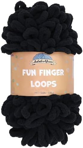 JubileeYarn Fun Finger Loops Yarn - Black - 1 Skein by BambooMN