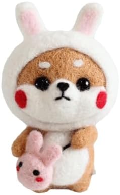 MOPFOL Needle Felting Kit 4 Styles - DIY Wool Craft with Foam Pad, Felting Needles & Accessories for Animal Doll Making(Bunny Shiba Inu) by Unknown