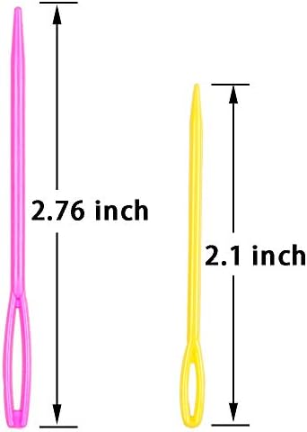 Hekisn Large-Eye Plastic Sewing Needles, Colorful Safety Lacing Needles, 2 Different Sizes Yarn Sewing Needle, Learning Needles for DIY Sewing Handmade Crafts，2.76 &2.1 inch (16 Pieces) - Image 2