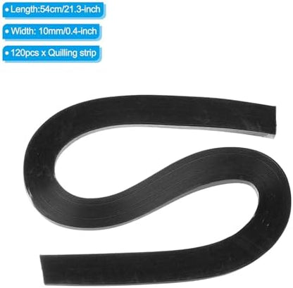 PATIKIL 120pcs Quilling Strips Paper 3/8"(10mm) 54cm Origami Paper Quilling Strip for Art DIY Hand Craft Christmas, Black - Image 2