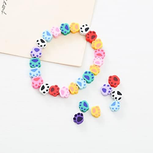 100pcs Colorful Paw Print Polymer Clay 10mm Spacer Beads for Women Jewelry Making DIY Bracelet Necklace Hair Clip(Colorful Paw Print) - Image 2