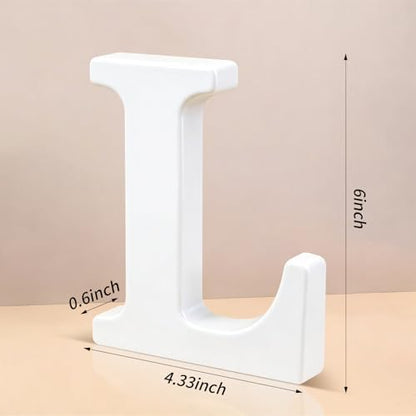 6 Inch White Wood Letters Unfinished Wooden Letters for Wall Decor Decorative Standing Letters Slices Sign Board Decoration for Craft Home Party Projects (L) - Image 2