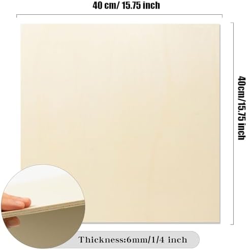 6 Pack 16 x 16 x 1/4 Inch-6mm Thick Basswood Sheets for Crafts Unfinished Plywood Sheets Boards Square Crafts Wood Sheets for DIY Laser Projects, Wood Burning, Engraving, Staining, Architectural Model - Image 2