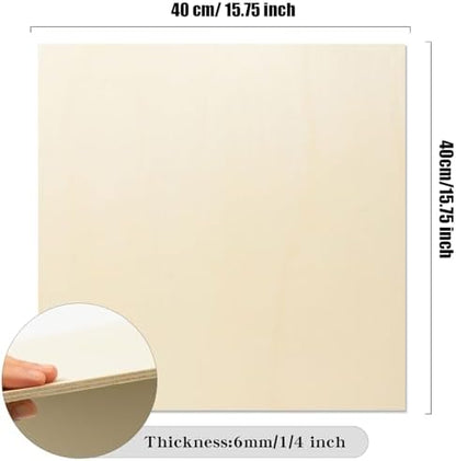 6 Pack 16 x 16 x 1/4 Inch-6mm Thick Basswood Sheets for Crafts Unfinished Plywood Sheets Boards Square Crafts Wood Sheets for DIY Laser Projects, Wood Burning, Engraving, Staining, Architectural Model - Image 2