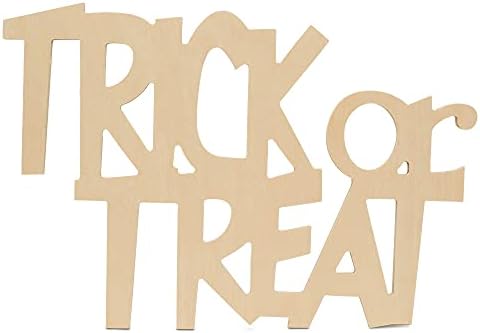 Wood Trick-or-Treat Cutout 17-7/10 x 12 Inch, Pack of 3 Unfinished Wooden Cutouts for Crafting, Door Hangers, and DIY Halloween Décor, by Woodpeckers by Woodpeckers