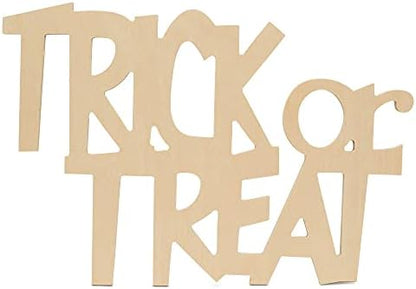 Wood Trick-or-Treat Cutout 17-7/10 x 12 Inch, Pack of 1 Unfinished Wooden Cutouts for Crafting, Door Hangers, and DIY Halloween Décor, by Woodpeckers by Woodpeckers