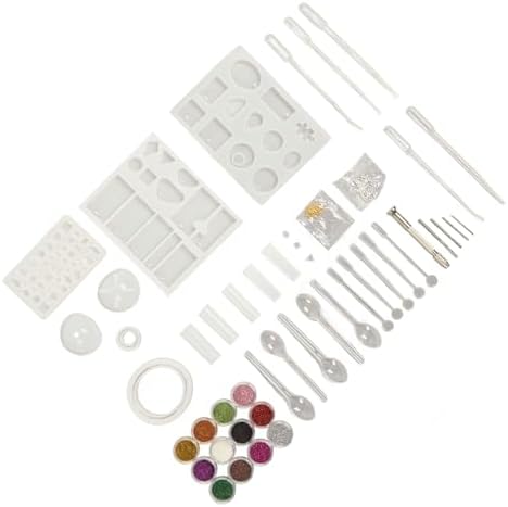 DAREBUDA DIY Glue Mold Set, Silicone Resin Jewelry Making Kit with Stirring Rods Scoop Pins Sequins for Pendant Bracelet Earring Craft, Reusable Flexible for Home Art - Image 7