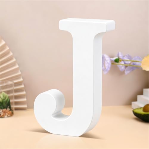 6 Inch White Wood Letters Unfinished Wooden Letters for Wall Decor Decorative Standing Letters Slices Sign Board Decoration for Craft Home Party Projects (J) by Unknown