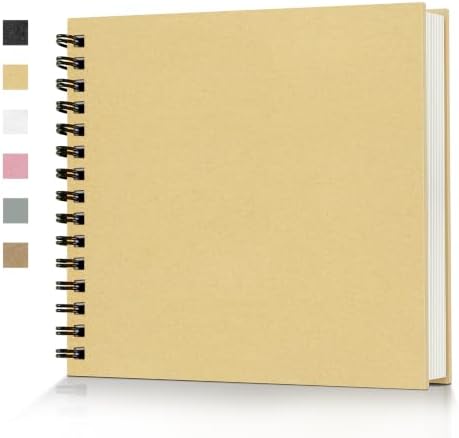 Popotop 10x10 Inch Scrapbook Photo Album, 60 Page Decorative Kraft Paper Book for 4x6 8x10 Pictures, DIY Memory Photo Albums as Gifts for Wedding Baby Christmas School Family by Popotop