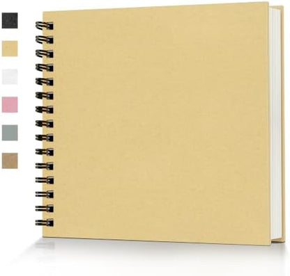 Popotop 10x10 Inch Scrapbook Photo Album, 60 Page Decorative Kraft Paper Book for 4x6 8x10 Pictures, DIY Memory Photo Albums as Gifts for Wedding Baby Christmas School Family by Popotop
