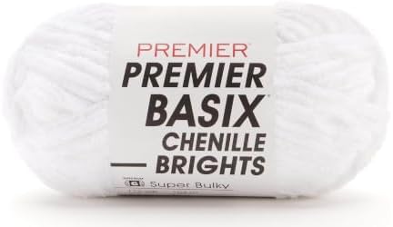 Premier Basix Chenille Brights, White, Super Bulky Weight, 5.3 oz, 112 yds by Premier