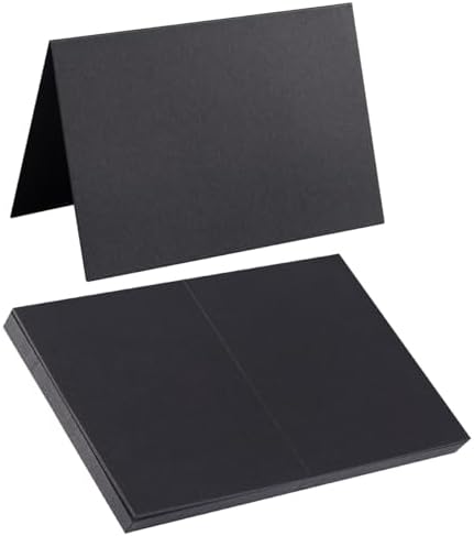 50 Pack Blank Folded Cardstock Cards, Black, 5x7 by Toperd