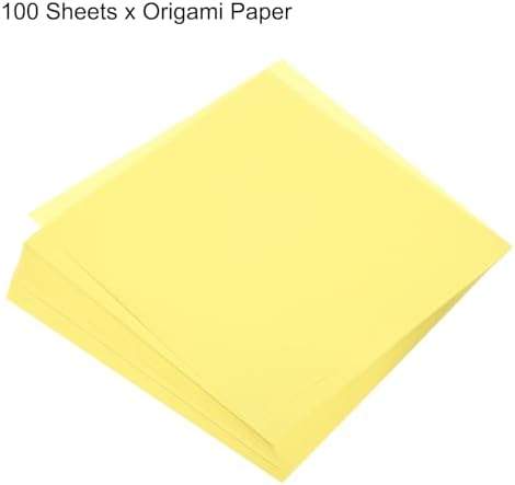 MECCANIXITY 100 Sheets Origami Paper Double Sided 8x8 Inch(20x20cm) Square Sheet for Art Craft Project, Beginners, Gifts Decor, Pale Yellow - Image 3