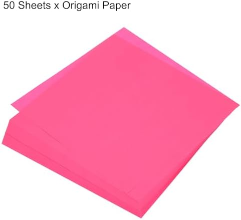 MECCANIXITY 50 Sheets Origami Paper Double Sided 8x8 Inch(20x20cm) Square Sheet for Art Craft Project, Beginners, Gifts Decor, Fluorescent Pink - Image 3