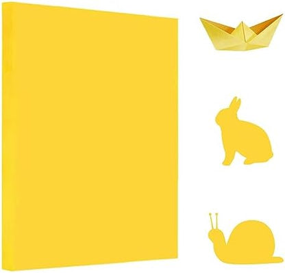 A4 Origami Paper Yellow 100 Sheets, 8.27×11.7 inch Double Sided Color Easy Fold Big Origami Paper A4 Colored Copy Papers Thin 70gsm for Beginners, DIY handwork Art and Craft Projects (210 x 297 mm) by Pyrisuu
