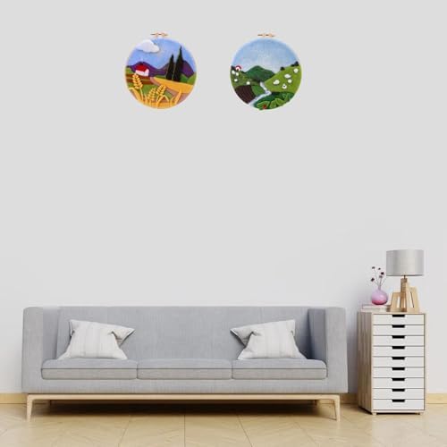Wonafa DIY Wool Needle Felt Starter Kit, Beginner Needle Felt Kit with Wool Felt Bag, Felts Needles, Photo Frame, Foam Mat, Felts Cloth and Instructions for Home Decor, Art Crafts (Idyllic Scenery) - Image 7