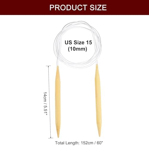 HARFINGTON US Size 15(10mm) Circular Knitting Needles 60 Inch / 152cm Round Wooden Needle for Handmade Projects DIY Knitting Blankets Socks Hats Sweaters - Image 2