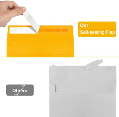 50 Packs Yellow 5x7 Envelopes 5x7, Fade Bright Yellow Color Envelopes Self Seal for Weddings, Photos, Greeting Cards, Mailing - Image 3