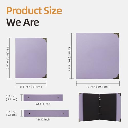 Vienrose DIY Scrapbook Photo Album Kit,8.5x11 Inch,60 Pages,Light Purple - Image 3