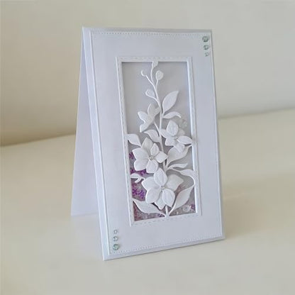 Lapoo Flowers Cutting Die for Scrapbooking - Durable Metal Cutting Die for DIY Scrapbook Photo Album Decorative Paper Card, Metal Card Making Supplies (Floral Border 4.9 x 3.4 in) by LAPOO